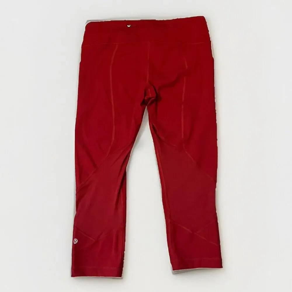 Lululemon Red Capri Leggings Size 10 22” Inseam Workout Gym Athleisure